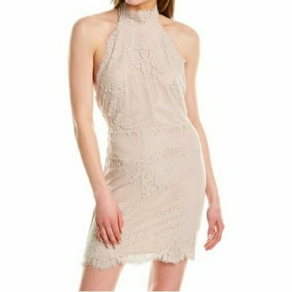 NWT Intimately Free People Taupe Harper Halter Lace Women's Dress Size S… - Picture 1 of 8
